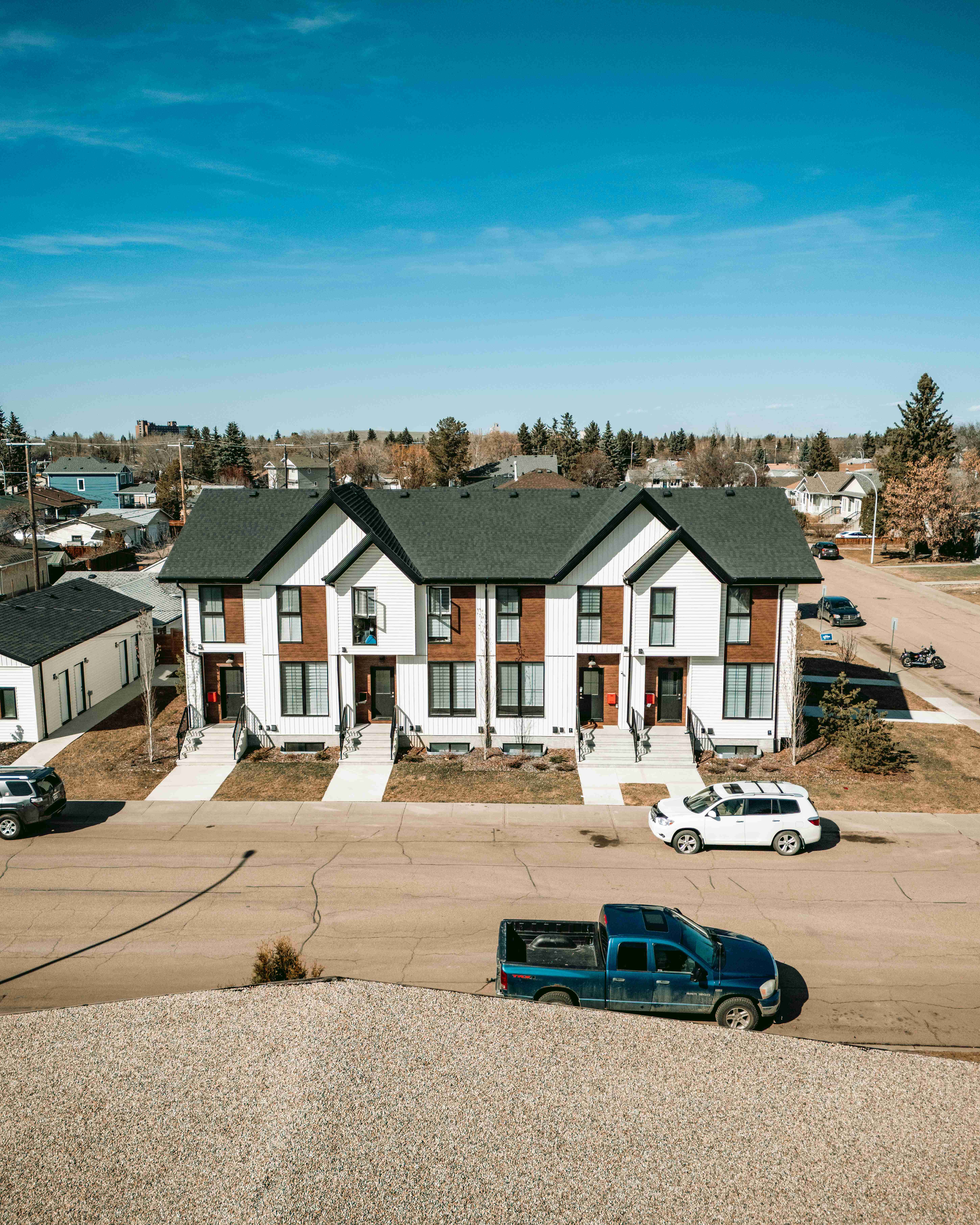Townhouse Row with Wood Accents